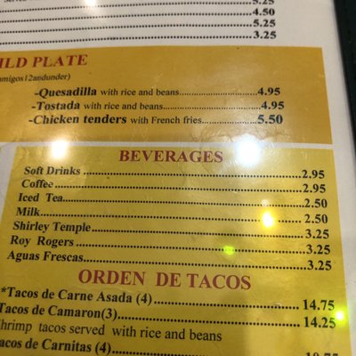 Menu photo 3 Azteca Mexican Restaurant Matthews, NC