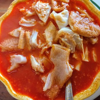 Menudo Michoacán - Red menudo with only tripe before addtions - Mexican Near Me - Ensenada, BCN