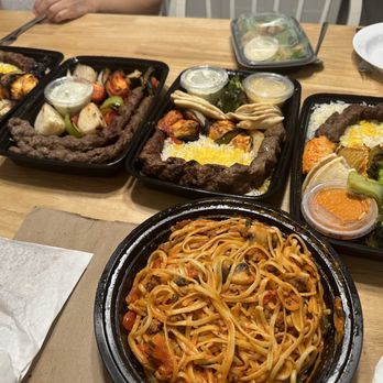 Panini Kabob Grill - Linguine Bolognese, Combo Ka-Boxes with Beef Koobideh Kabob and Charbroiled Chicken Shish Kabob - Middle Eastern Near Me - Cerritos, California