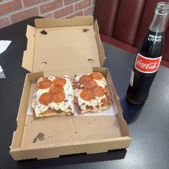 Raffaello's Pizza - Two Sicilian style pepperoni slices and a Coca-Cola (Mexican Coke) - Pizza Near Me - Palos Verdes Estates, California