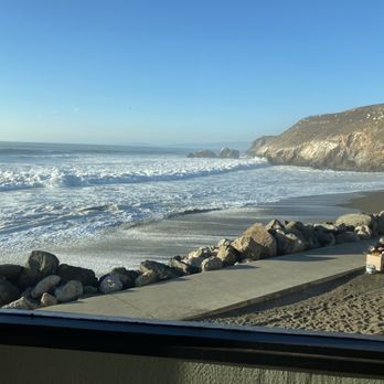 Moonraker Restaurant - Beach view from "Calamari" booth - New American Near Me - Pacifica, California Moonraker Restaurant - Beach view from "Calamari" booth - New American Near Me - Pacifica, California