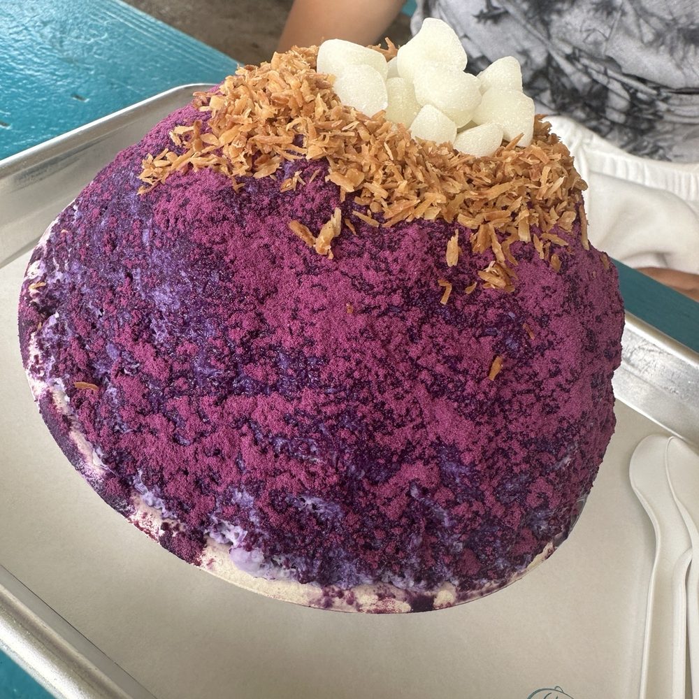 Familee Korean Shave Ice - Ube Flavor with toasted coconut and mochi toppings. - Desserts Near Me - Kapaʻa, Hawaii