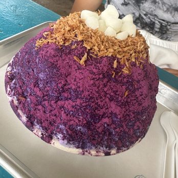 Familee Korean Shave Ice - Ube Flavor with toasted coconut and mochi toppings. - Desserts Near Me - Kapaʻa, Hawaii Familee Korean Shave Ice - Ube Flavor with toasted coconut and mochi toppings. - Desserts Near Me - Kapaʻa, Hawaii