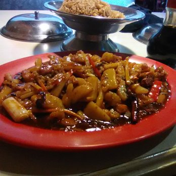 Hunan Palace - Yu Hsaing pork and fried rice. - Chinese Near Me - El Paso, Texas