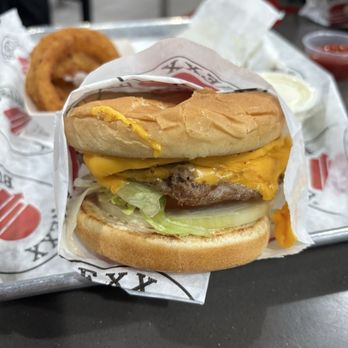 Nexx Burger - Double cheeseburger, onion rings and ranch - Burgers Near Me - Orange, California
