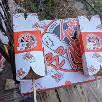 Two Hands corn dogs - two boxes of pizza - Korean Near Me - Wichita, Kansas Two Hands corn dogs - two boxes of pizza - Korean Near Me - Wichita, Kansas