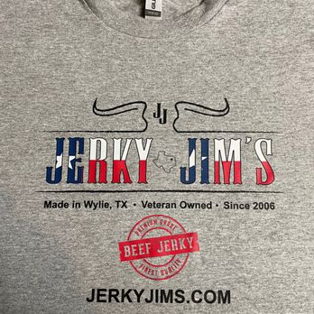 Jerky Jim's - a grey t - shirt with the words jerky jim's on it - Specialty Food Near Me - Wylie, Texas Jerky Jim's - a grey t - shirt with the words jerky jim's on it - Specialty Food Near Me - Wylie, Texas