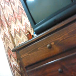 Newer dresser, the tv has cable. Newer dresser, the tv has cable.