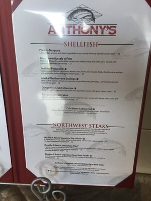 Menu photo 3 Anthony's Restaurant Olympia, WA