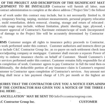 C&C Contractor Group - Copy of contract stating information that relates to signing everything over to the construction company. - Damage Restoration Near Me - Temecula, California C&C Contractor Group - Copy of contract stating information that relates to signing everything over to the construction company. - Damage Restoration Near Me - Temecula, California