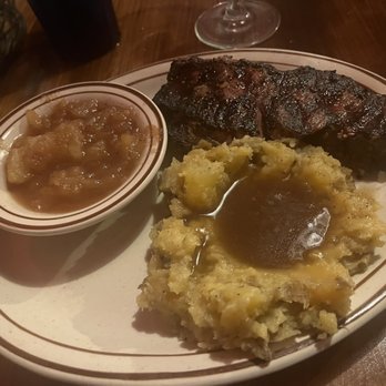 Beef & Brew - Strip steak with smashed potatoes and gravy and homemade applesauce - New American Near Me - Geneva, New York