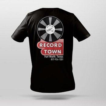 Record Town - The iconic Record Town Sign T-Shirt - this is the back. The front has a small chest sign logo. - Music & DVDs Near Me - Fort Worth, Texas Record Town - The iconic Record Town Sign T-Shirt - this is the back. The front has a small chest sign logo. - Music & DVDs Near Me - Fort Worth, Texas