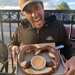 GIGANTIC pretzel and very excited hubby GIGANTIC pretzel and very excited hubby