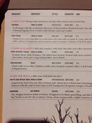 Menu photo 3 Innis & Gunn Brewery Edinburgh, EDH