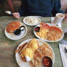 Eggs Benedict, biscuits and gravy, lumber jack. Eggs Benedict, biscuits and gravy, lumber jack.