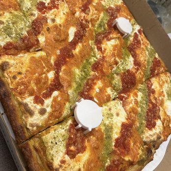 Royal Pizza - Tri-color pizza (marinara, vodka, & pesto) - Salad Near Me - Staten Island, New York Royal Pizza - Tri-color pizza (marinara, vodka, & pesto) - Salad Near Me - Staten Island, New York