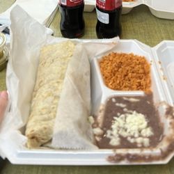 La Placita Express - Carne asada burrito with rice and beans