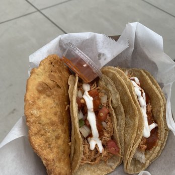 La Palapa Food Buggy - 2 chicken tacos and a beef empanada - Food Trucks Near Me