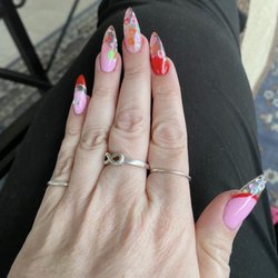 Infinity Nails and Spa - Clear gel Valentine nails by Kimmy