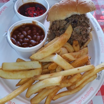 Smoky Jon's #1 BBQ - Pulled pork sandwich w/ fries & baked beans. - Barbeque Near Me - Madison, Wisconsin Smoky Jon's #1 BBQ - Pulled pork sandwich w/ fries & baked beans. - Barbeque Near Me - Madison, Wisconsin