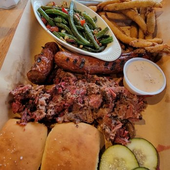 High Octane Bar & Grill - Chopped brisket, hotlink, green beans, and frickles. - Barbeque Near Me - Colorado City, Colorado High Octane Bar & Grill - Chopped brisket, hotlink, green beans, and frickles. - Barbeque Near Me - Colorado City, Colorado