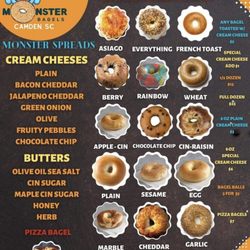 Monster Bagels - Some bagel and cream cheese options