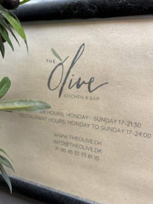 Menu photo 1 The Olive Kitchen & Bar København, Menu photo 1 The Olive Kitchen & Bar København,