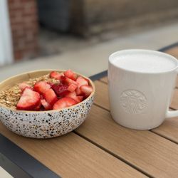 Karma Cafe & Smoothie Bar - Acai bowl and chai latte
