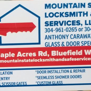 Mountain State Lock Smith and Safe Services - We also do Glass Door repairs. - Keys & Locksmiths Near Me - Bluefield, West Virginia Mountain State Lock Smith and Safe Services - We also do Glass Door repairs. - Keys & Locksmiths Near Me - Bluefield, West Virginia