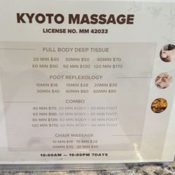 Kyoto Massage - New prices updated 6/1/2026
