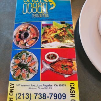 Thai Ocean - Menu cover - Thai Near Me - Los Angeles, California