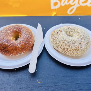 PopUp Bagels - Sesame seeds bagel and sea salt bagel - Bagels Near Me - Oceanside, California PopUp Bagels - Sesame seeds bagel and sea salt bagel - Bagels Near Me - Oceanside, California