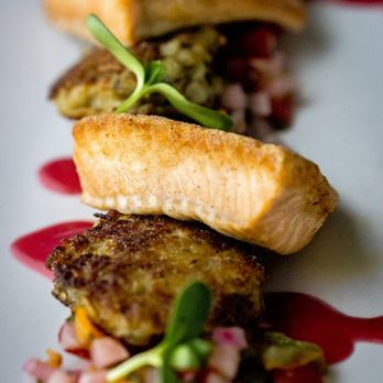 Ember - three pieces of fish on a white plate - New American Near Me - Breckenridge, Colorado Ember - three pieces of fish on a white plate - New American Near Me - Breckenridge, Colorado