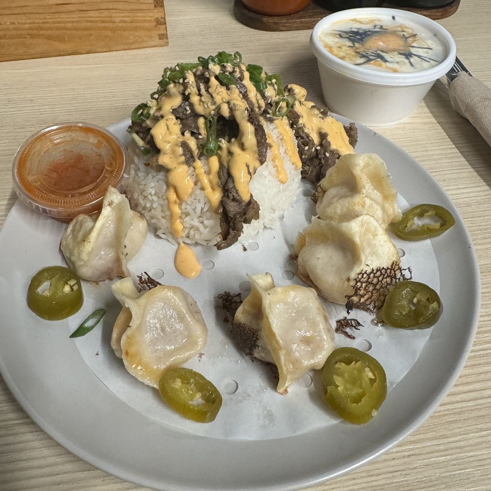 Mad Dumplings - Irvine - Combo meal w/ Longanista, bulgogi rice, and elote - Asian Fusion Near Me - Irvine, California
