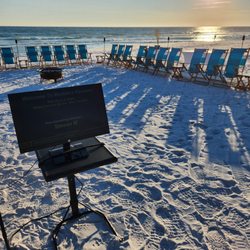 Maddies Karaoke & DJ Service - Karaoke at a corporate bonfire on the beach. We have our own generator!
