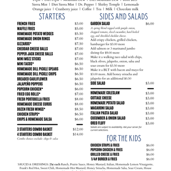 PrairieMoon on Main - the menu for the prairiemoon - American Near Me - Prairieburg, Iowa