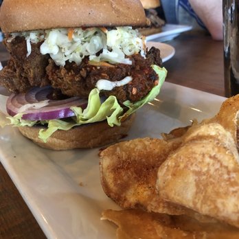 Queens Bully - Chicken burger sandwich with Nashville heat and homemade bbq fries - Gastropubs Near Me - Forest Hills, New York Queens Bully - Chicken burger sandwich with Nashville heat and homemade bbq fries - Gastropubs Near Me - Forest Hills, New York