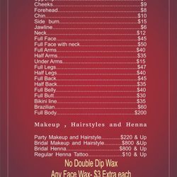 Brows Arch - Price list