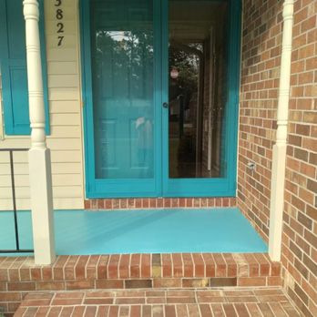 Cocomo's Painting Co - Porch, doors , shutters and storm door painted. Gulfstream is the color. - Painters Near Me Cocomo's Painting Co - Porch, doors , shutters and storm door painted. Gulfstream is the color. - Painters Near Me