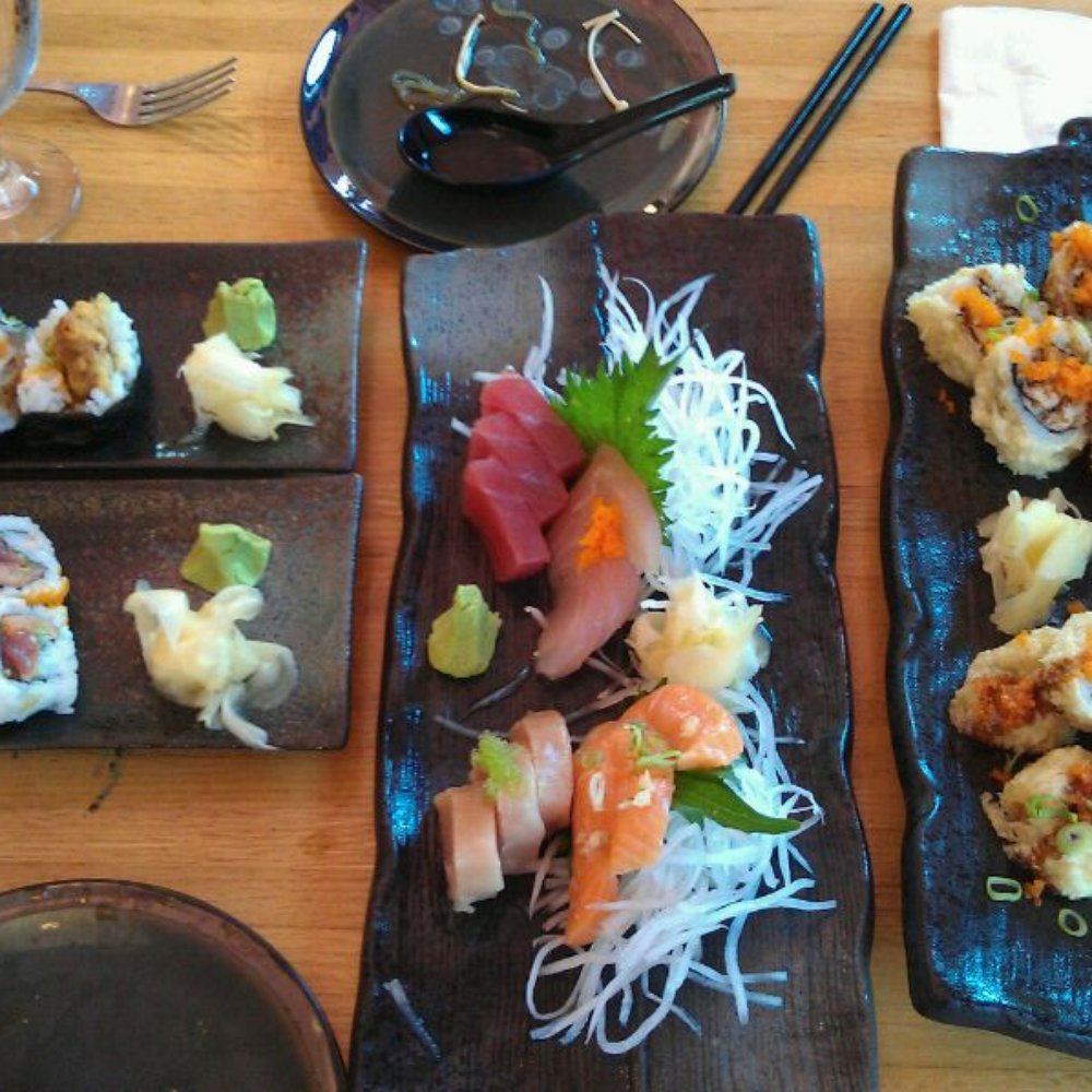 Geisha - Tuna, bass, albacore, and salmon sashimi in the center. Beautiful plateware! - Japanese Near Me - Capitola, California Geisha - Tuna, bass, albacore, and salmon sashimi in the center. Beautiful plateware! - Japanese Near Me - Capitola, California