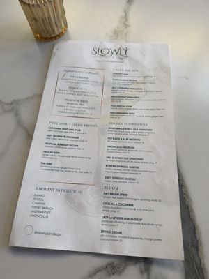 Menu photo 1 Slowly Restaurant & Lounge San Diego, CA Menu photo 1 Slowly Restaurant & Lounge San Diego, CA