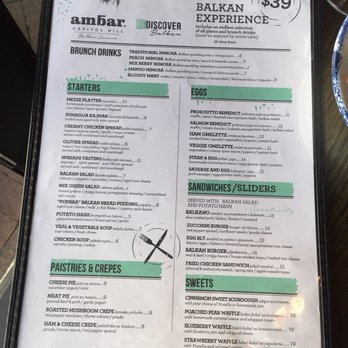 AMBAR Restaurant, Capitol Hill - Brunch Menu (September 2017) - Modern European Near Me - Washington, DC, District of Columbia