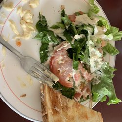 Ken's Restaurant - Clubhouse sandwich and Caesar salad.