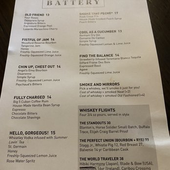 The Battery - Ask for the cocktail and flight menu. - New American Near Me - Tampa Bay, Florida