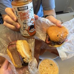 Sliced Brisket Sandwich, El Sancho Loco, Shells and Cheese