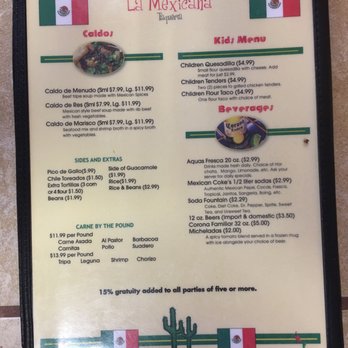 La Mexicana - Menu - Mexican Near Me - Hattiesburg, Mississippi