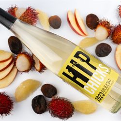 Hip Chicks Do Wine - Our Off Dry Muscat has flavors of Nectarine and Lychee. Only 2.5% residual sugar.