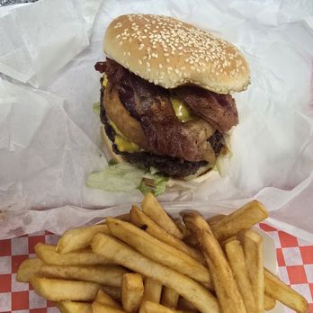 Bullies Drive Inn - Today's pick:  BBQ Bacon Onion Crunch Burger & Fries - Burgers Near Me - Monroe, Utah