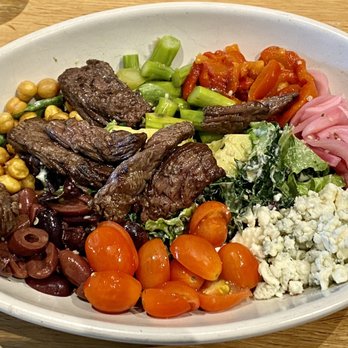 True Food Kitchen - Kale Cobb salad with steak- delicious - New American Near Me - Austin, Texas True Food Kitchen - Kale Cobb salad with steak- delicious - New American Near Me - Austin, Texas