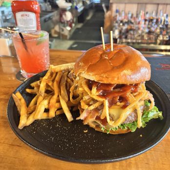 Rocking Horse Bar & Grill - Bourbon Bacon BBQ Burger - Burgers Near Me - Vernon, Connecticut Rocking Horse Bar & Grill - Bourbon Bacon BBQ Burger - Burgers Near Me - Vernon, Connecticut